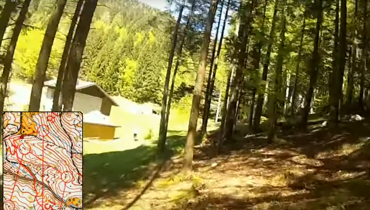 Example of a screenshot from an headcam during an orienteering race